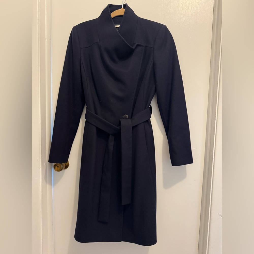 Ted Baker Dark Navy Tie-Waist Trench Coat